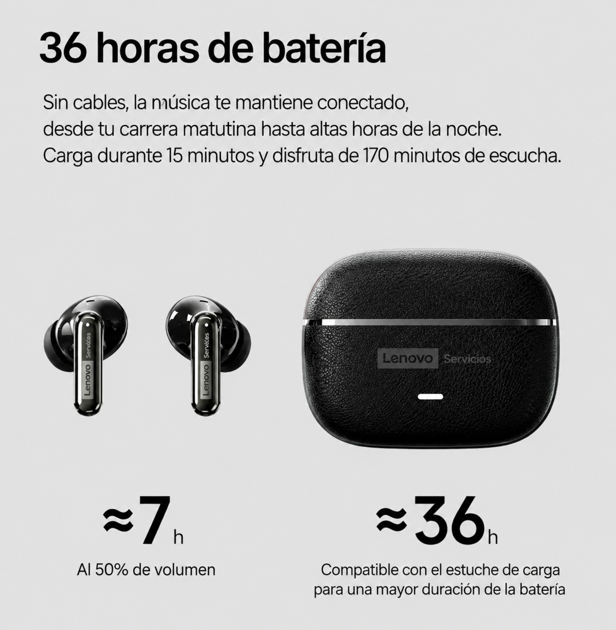 AURICULARES INALÁMBRICOS LENOVO LE208 BLUETOOTH 6.0 TWS ENC HI-FI CON 36 HORAS DE BATERÍA