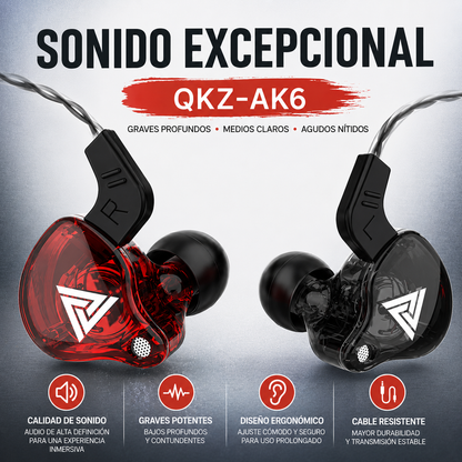 🎧 AURICULARES GAMING QKZ-AK6 HI-RES CON MICRÓFONO HD – SONIDO INMERSIVO Y GRAVES POTENTES
