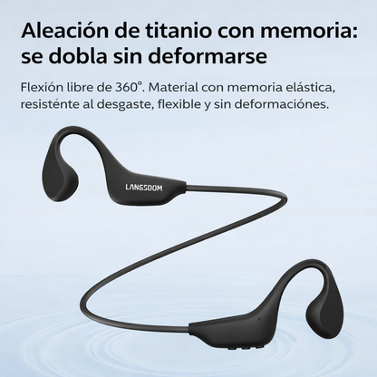AURICULARES LANGSDON DE CONDUCCIÓN ÓSEA OPEN-EAR IPX8 CON MP3, 16GB Y BLUETOOTH 5.4 – AURICULARES DEPORTIVOS IMPERMEABLES