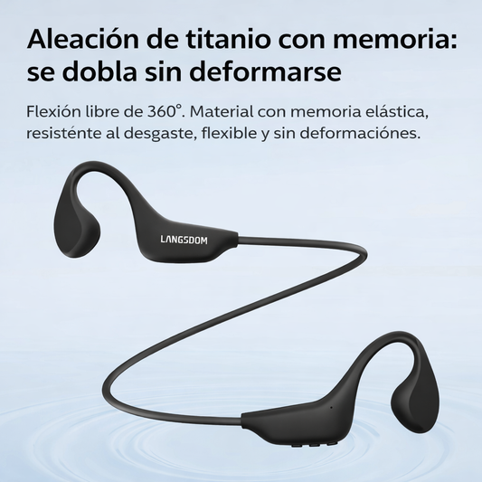 AURICULARES LANGSDON DE CONDUCCIÓN ÓSEA OPEN-EAR IPX8 CON MP3, 16GB Y BLUETOOTH 5.4 – AURICULARES DEPORTIVOS IMPERMEABLES