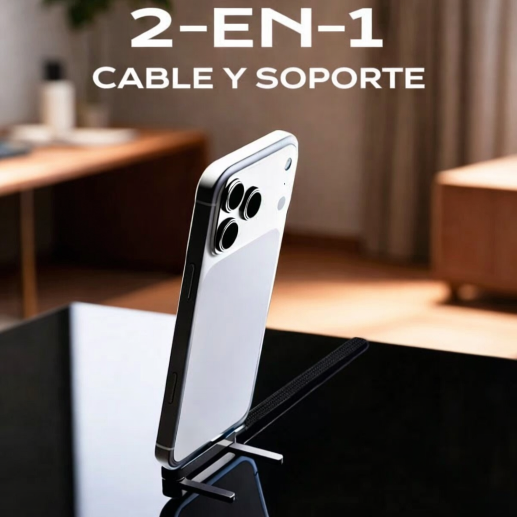 CABLE USB-C A USB-C 240W 1.5M CON SOPORTE 360º – CARGA ULTRARRÁPIDA Y DISEÑO GAMING