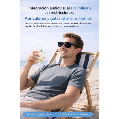GAFAS INTELIGENTES CON IA Y TRADUCCIÓN EN TIEMPO REAL | BLUETOOTH 5.4, AUDIO HD, FILTRO LUZ AZUL Y CONTROL TÁCTIL