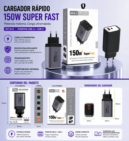 ⚡ 150W QC+PD 3.0 USB-C AND USB-A SUPER FAST CHARGER – BRUTAL POWER IN MINI SIZE ⚡