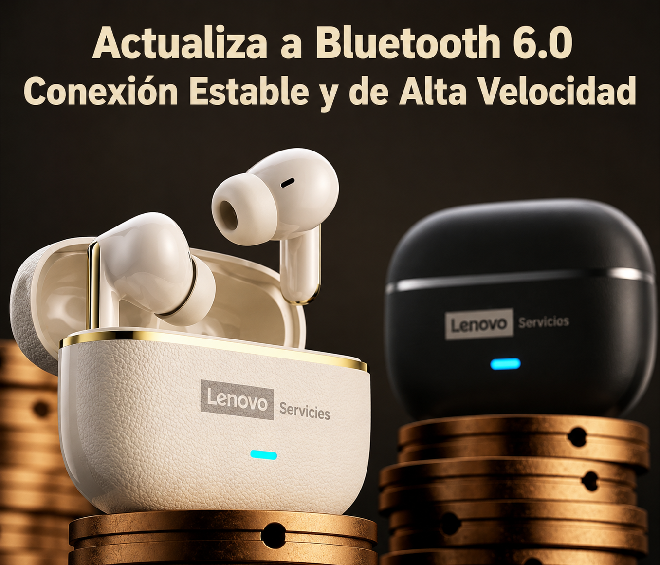 AURICULARES INALÁMBRICOS LENOVO LE208 BLUETOOTH 6.0 TWS ENC HI-FI CON 36 HORAS DE BATERÍA