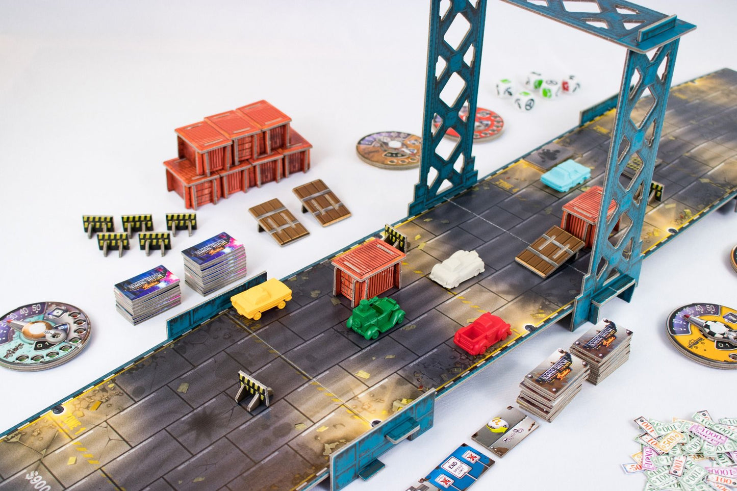 🚗💥 GANG RUSH BREAKOUT JUEGO DE MESA – CARRERAS, DISPAROS Y CAOS EN LA CIUDAD