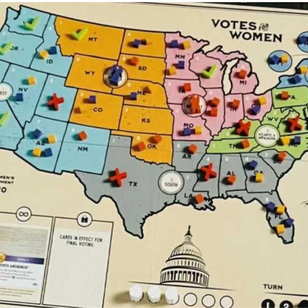 VOTES FOR WOMEN JUEGO DE MESA ESTRATEGIA HISTÓRICO SUFRAGISMO 1848 1920 DEVIR