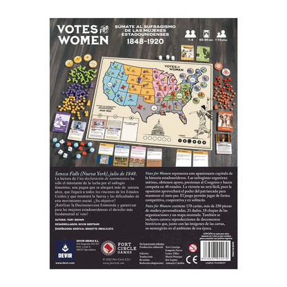 VOTES FOR WOMEN JUEGO DE MESA ESTRATEGIA HISTÓRICO SUFRAGISMO 1848 1920 DEVIR
