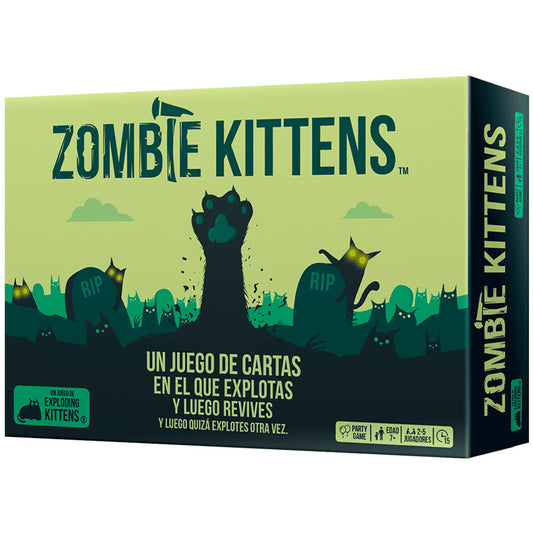 ZOMBIE KITTENS JUEGO DE CARTAS ORIGINAL – PARTY GAME DIVERTIDO CON GATOS EXPLOSIVOS Y REVIVIDOS PARA 2-5 JUGADORES